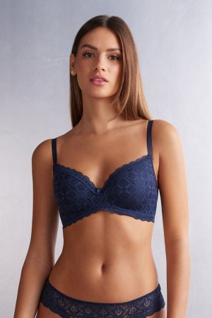 Intimissimi Adele Triangle Lace Donna Reggiseno Blu | 364-SZUOPV