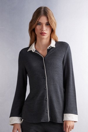 Intimissimi Baby It’s Cold Outside Modal And Wool Button Up Donna Camicia Grigie | 291-DIOSAK