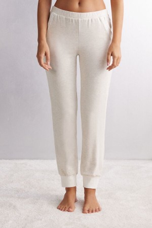 Intimissimi Baby It’s Cold Outside Modal And Wool Jogger Donna Pantaloni Bianche | 928-LPOAUG