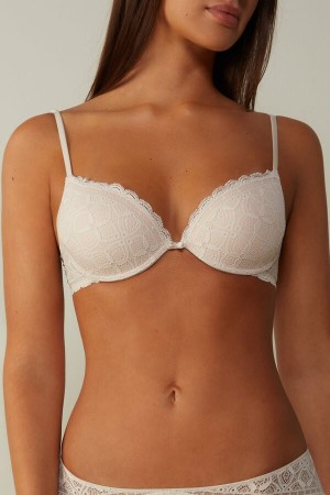 Intimissimi Bellissima Push-Up Lace Donna Reggiseno Crema Rosa | 754-KTECJX