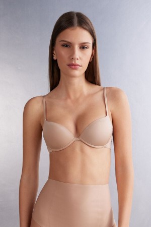 Intimissimi Bellissima Push-Up Ultralight Microfiber Donna Reggiseno Arancioni Beige | 302-BCUALE