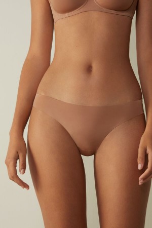 Intimissimi Brazilian Seamless Ultra Light Microfiber Donna Slip Beige | 687-UVWGRE