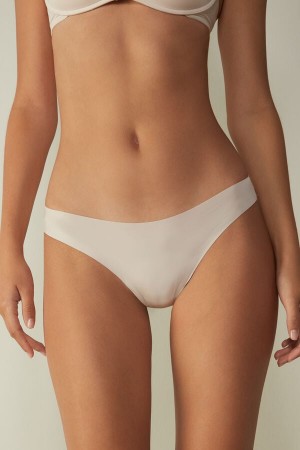 Intimissimi Brazilian Seamless Ultra Light Microfiber Donna Slip Crema Rosa | 285-VYJTGS