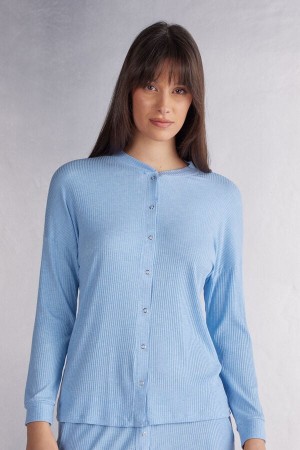 Intimissimi Chic Comfort Modal Button-Up Donna Pigiama Blu | 839-INOEPT