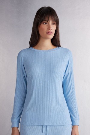 Intimissimi Comfort Chic Bateau Neck Modal Donna Pigiama Blu | 906-BPXASQ