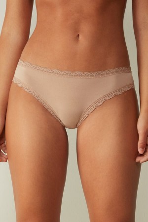 Intimissimi Cotton And Lace Donna Slip Arancioni Beige | 867-MXSHVQ