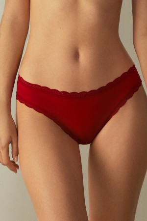 Intimissimi Cotton And Lace Donna Slip Rosse | 256-DIRABW