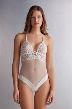 Intimissimi Crafted Elegance Lace And Tulle Donna Body Bianche | 986-WEMCZH