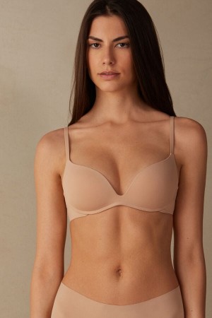 Intimissimi Gioia B Cup Microfiber Super Push-Up Donna Reggiseno Arancioni Beige | 835-GCIPJB