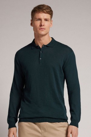 Intimissimi Knit Polo Uomo Polo Verdi Scuro | 759-RDKZQG