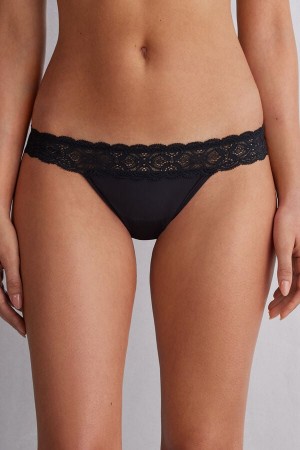 Intimissimi Lace And Microfiber Modifiedzilian Donna Slip Nere | 612-GEJYIR