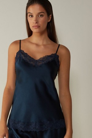 Intimissimi Lace And Silk Donna Canotta Blu | 917-CYJPVG