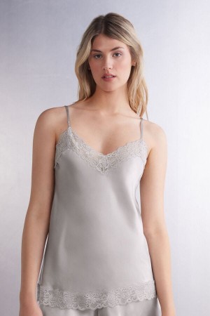 Intimissimi Lace And Silk Donna Canotta Grigie | 142-WOKJHM