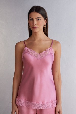 Intimissimi Lace And Silk Donna Canotta Rosa | 148-KZLTSO