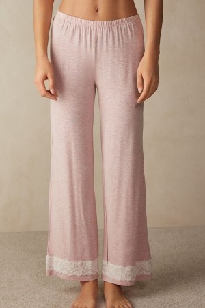 Intimissimi Lace Trim Full Length In Modal Donna Pantaloni Rosa Chiaro | 924-MDWNQE