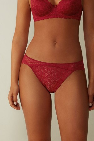 Intimissimi Low Rise Lace Donna Slip Rosse | 143-KWYZOG