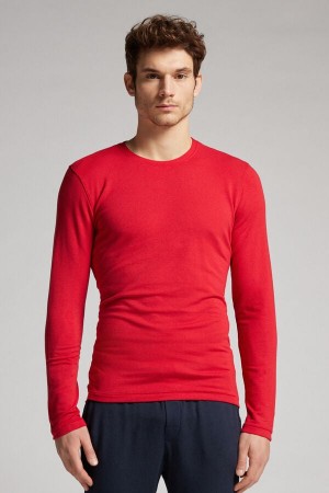 Intimissimi Modal-Cashmere Uomo Maniche Lunghe Rosse | 265-VDMYKI