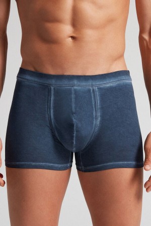 Intimissimi Natural Fresh Cotton Uomo Boxer Blu Marino | 654-MHTZYU