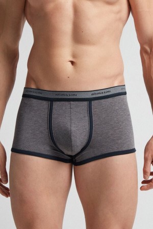 Intimissimi Natural Fresh Cotton Uomo Boxer Grigie Profondo Blu | 675-XQZKDU