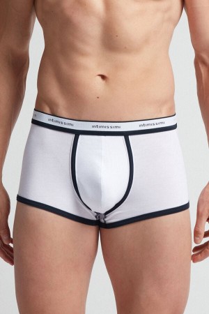 Intimissimi Natural Fresh Cotton Uomo Boxer Bianche Blu | 298-CXRBUE