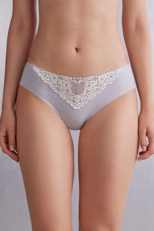 Intimissimi Pretty Flowers Seamless Cotton Donna Slip Grigie | 498-NXGVUO