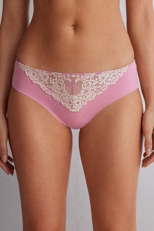 Intimissimi Pretty Flowers Seamless Cotton Donna Slip Rosa Bianche | 190-DOUEAX