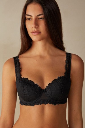 Intimissimi Pretty Flowers Sofia Balconette Donna Reggiseno Nere | 872-TIXLMN