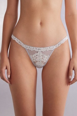 Intimissimi Pretty Flowers String Donna Perizoma Grigie | 581-NSPBIJ