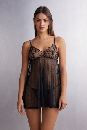 Intimissimi Queen Of Hearts Babydoll Donna Pigiama Nere | 167-VFKCLR