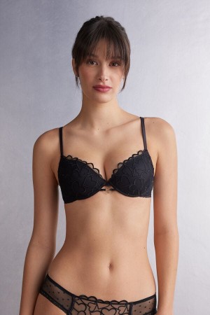 Intimissimi Queen Of Hearts Bellissima Push-Up Donna Reggiseno Nere | 814-KNQAMI