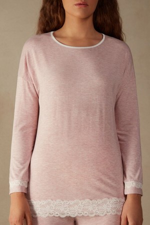 Intimissimi Round-Neck Modal Donna Pigiama Rosa Chiaro | 092-VNMCXR