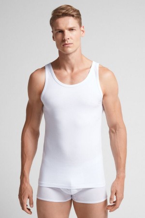 Intimissimi Round Neck In Stretch Superior Cotton Uomo Canotta Bianche | 842-UIGLCN