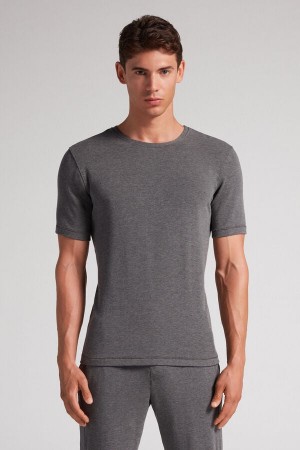 Intimissimi Short-Sleeve Modal-Cashmere Uomo Maglietta Grigie Profondo | 427-RHQVOK