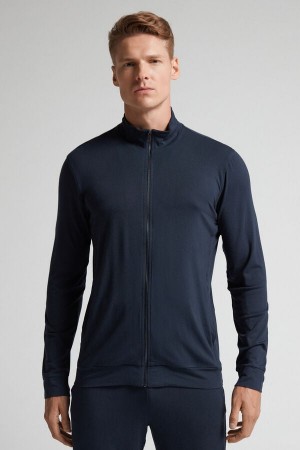 Intimissimi Silk And Modal Zip-Up Uomo Felpa Nere | 608-WMYULE