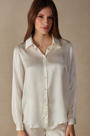 Intimissimi Silk Donna Camicia Bianche | 697-DJFTGB