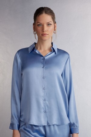 Intimissimi Silk Donna Camicia Blu | 306-RAWCOB