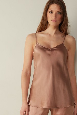 Intimissimi Silk Satin With V-Neckline Donna Canotta Rosa | 045-FJNIGK