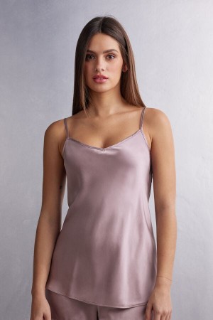 Intimissimi Silk Satin With V-Neckline Donna Canotta Rosa | 028-TFYXGJ