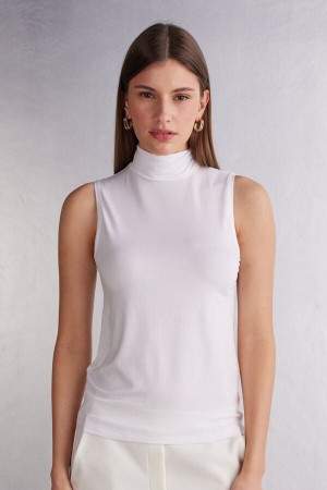 Intimissimi Sleeveless Turtleneck Micromodal Donna Canotta Bianche | 763-QADXPU