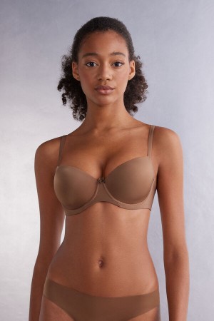 Intimissimi Sofia Natural Lift Balconette Ultralight Microfiber Donna Reggiseno Beige Scuro | 967-SFLDNJ