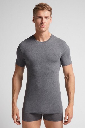 Intimissimi Stretch Superior Cotton Uomo Maglietta Grigie Profondo | 859-DGABTP