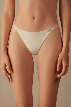 Intimissimi String In Cotton Donna Perizoma Crema Rosa | 941-YDQZOF