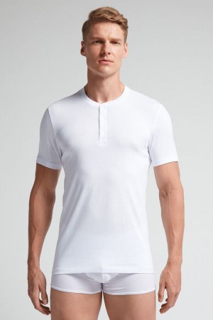 Intimissimi Superior Cotton Henley Uomo Maglietta Bianche | 945-NHIDZC