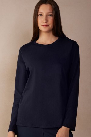 Intimissimi Superior Cotton Oversized Donna Maniche Lunghe Blu | 637-APNOSX