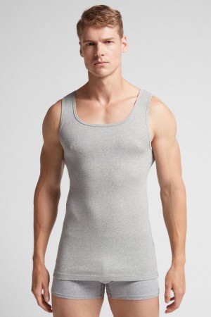 Intimissimi Superior Cotton Ribbed Uomo Canotta Grigie Chiaro | 326-DGPJBU