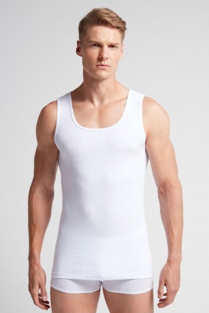 Intimissimi Superior Cotton Ribbed Uomo Canotta Bianche | 396-LUVAES