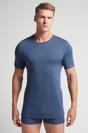 Intimissimi Superior Cotton Uomo Maglietta Blu | 825-SGUEQV