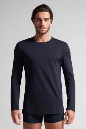 Intimissimi Superior Cotton Uomo Maniche Lunghe Nere | 457-JXWNDY