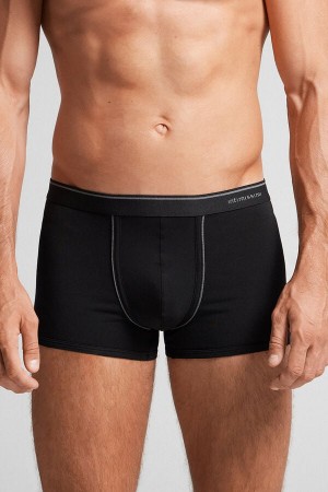 Intimissimi Superior Cotton With Exposed Elastic Uomo Boxer Nere Grigie Profondo | 589-SYFKZB