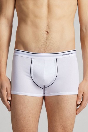 Intimissimi Superior Cotton With Exposed Elastic Uomo Boxer Bianche Blu | 275-LFTSJK